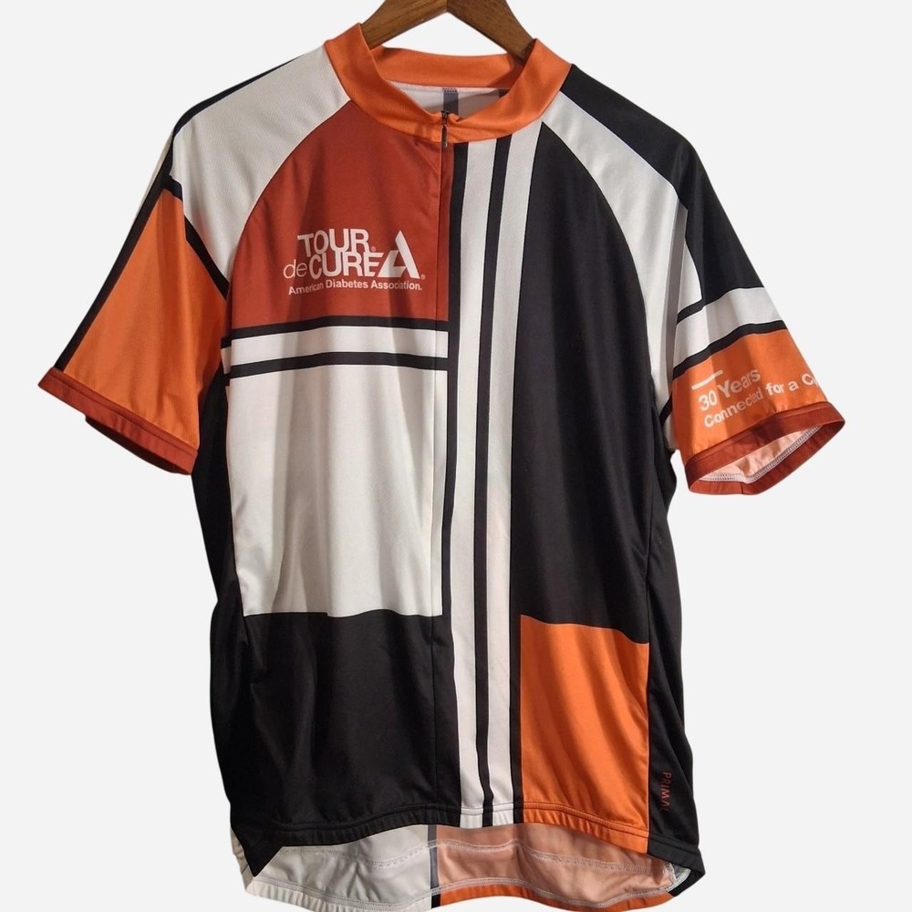 Mens Tour de Cure cycling jersey fits Med to XL